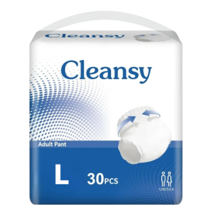 Підгузки-трусики для дорослих Cleansy L 30 шт вбираючі памперси трусиками 100-135 см при нетриманні для чоловіків і жінок для активного способу життя дихаючі з поглинанням 1300 мл
