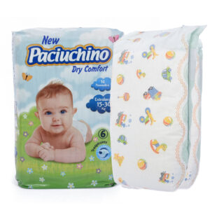 Дитячі підгузники одноразові для новонароджених з індикатором вологості та еластичними боковинами Paciuchino 6 XL (15-30кг) 14 шт