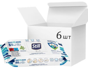 Вологі серветки для тіла Still Clean Premium 50 шт великі серветки для особистої гігієни очищення шкіри антибактеріальні рушники
